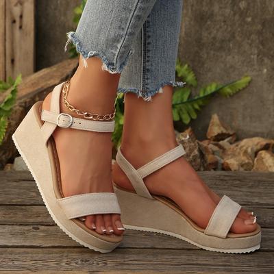 Босоножки на танкетке детские лето 2025 летние универсальные водонепроницаемые на платформе на толстой подошве на ультравысоком каблуке с ремешком на щиколотке на толстом каблуке маффин