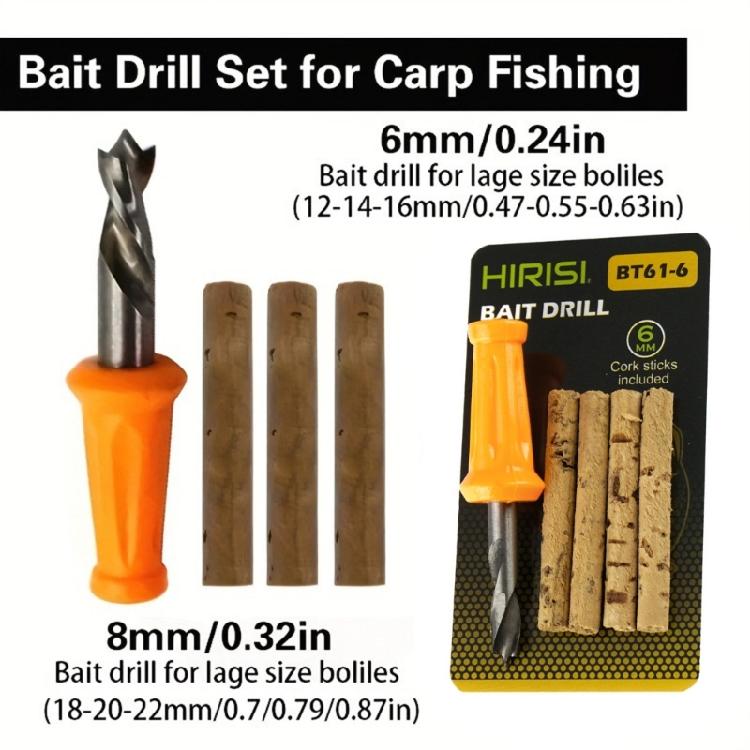 6/8 мм Сверло для наживки Пробка Палочка Пробойник Набор сверл для наживки Стопорная бусина для наживки Рыболовные снасти Стопор для наживки Оборудование Бойлы