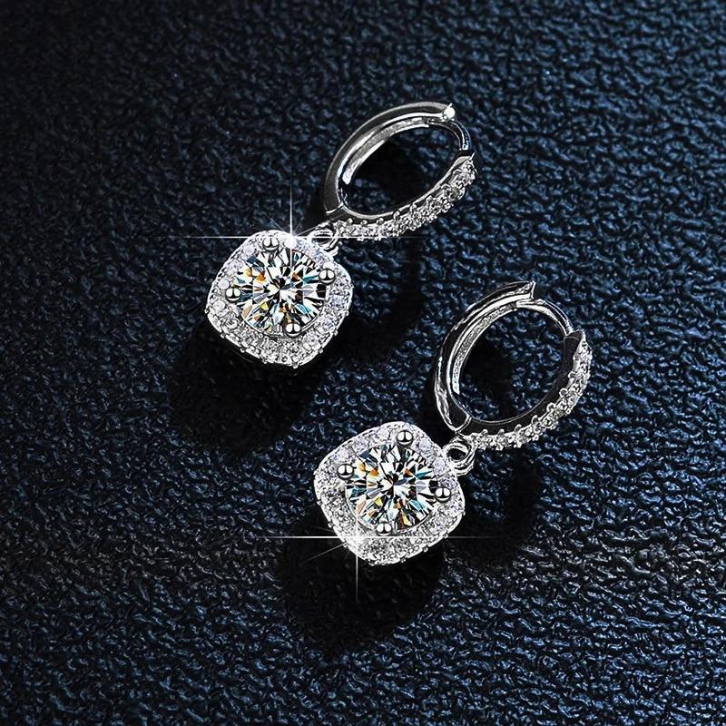 Серьги женские из стерлингового серебра 925 пробы с муассанитом, покрытые платиной, ювелирные изделия
