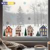 Christmas Houses Window Stickers Removable Self-adhesive Double Sided Snowflakes Xmas Tree Wall Glass Decals for Home Decoration