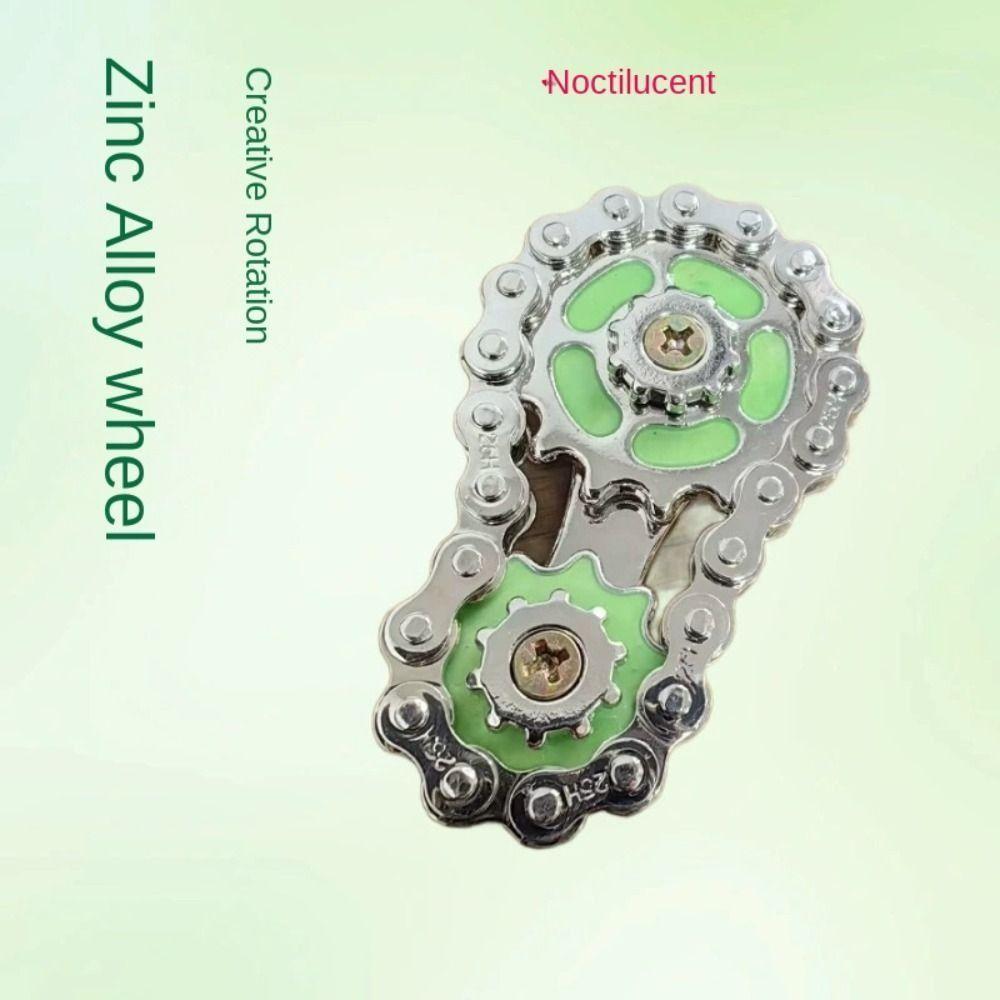 Metal Fidget Spinner Luminous Wheel Gear Chain Gyroscope Hand Spinner Chain Gear Classic Toys