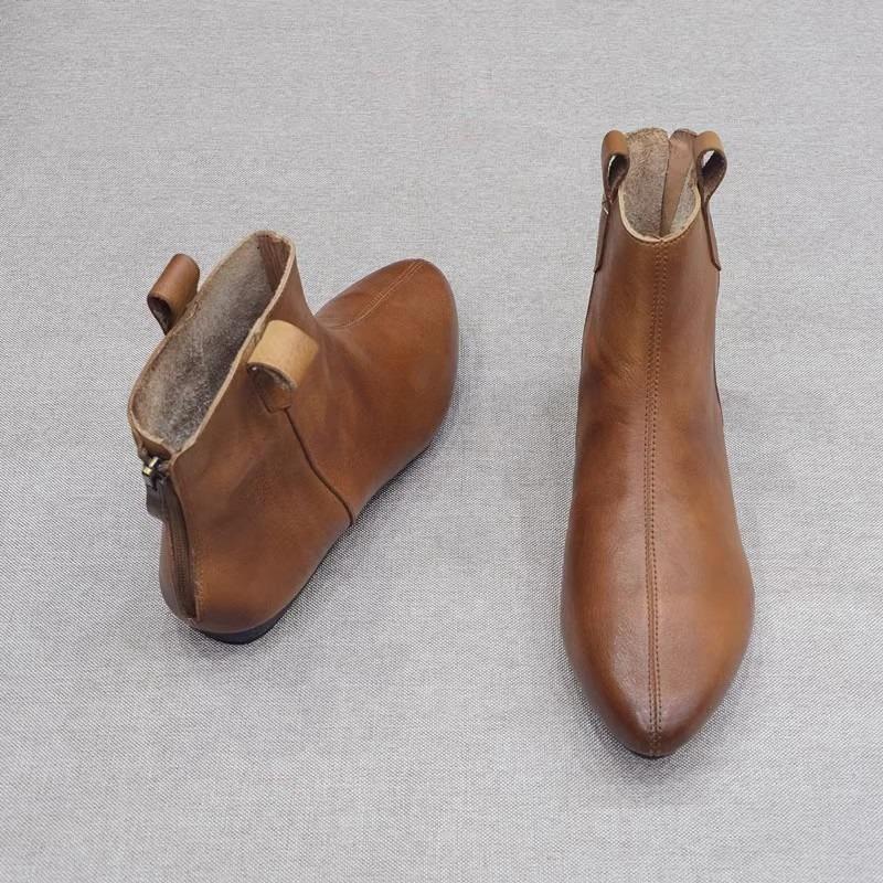 Распродажа женской обуви Новые женские ботильоны Лаконичные современные ботинки Женские швейные туфли с острым носком на низком каблуке с молнией сзади