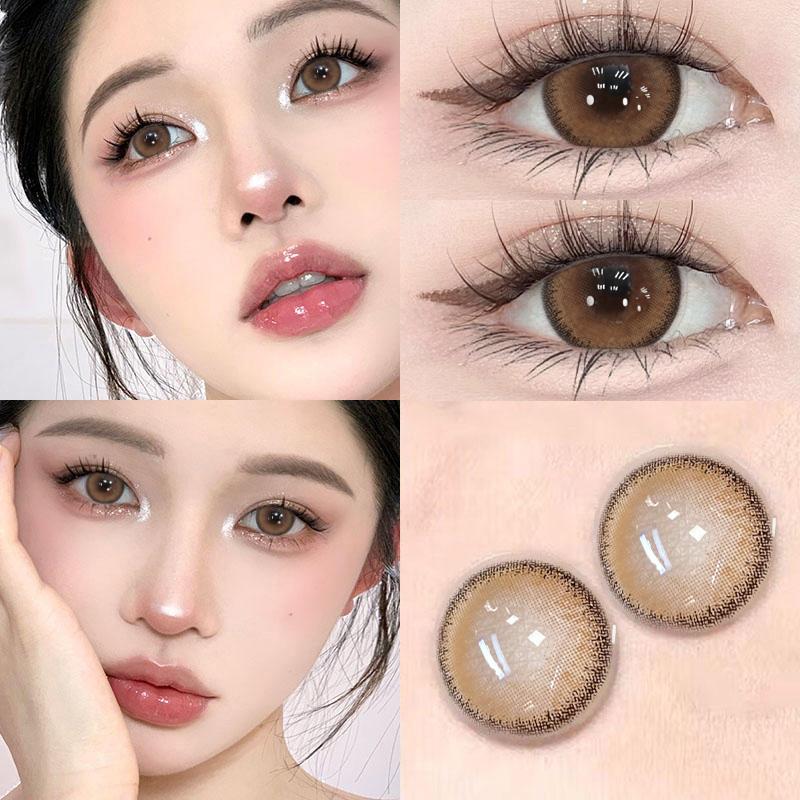 Mill Creek Color Contact Lenses with Grade Cosmetics Korean Beauty 14.5MM 0 Power Natural Color Diopter Eye 2pcs Annual Use Myopia Contact Lenses