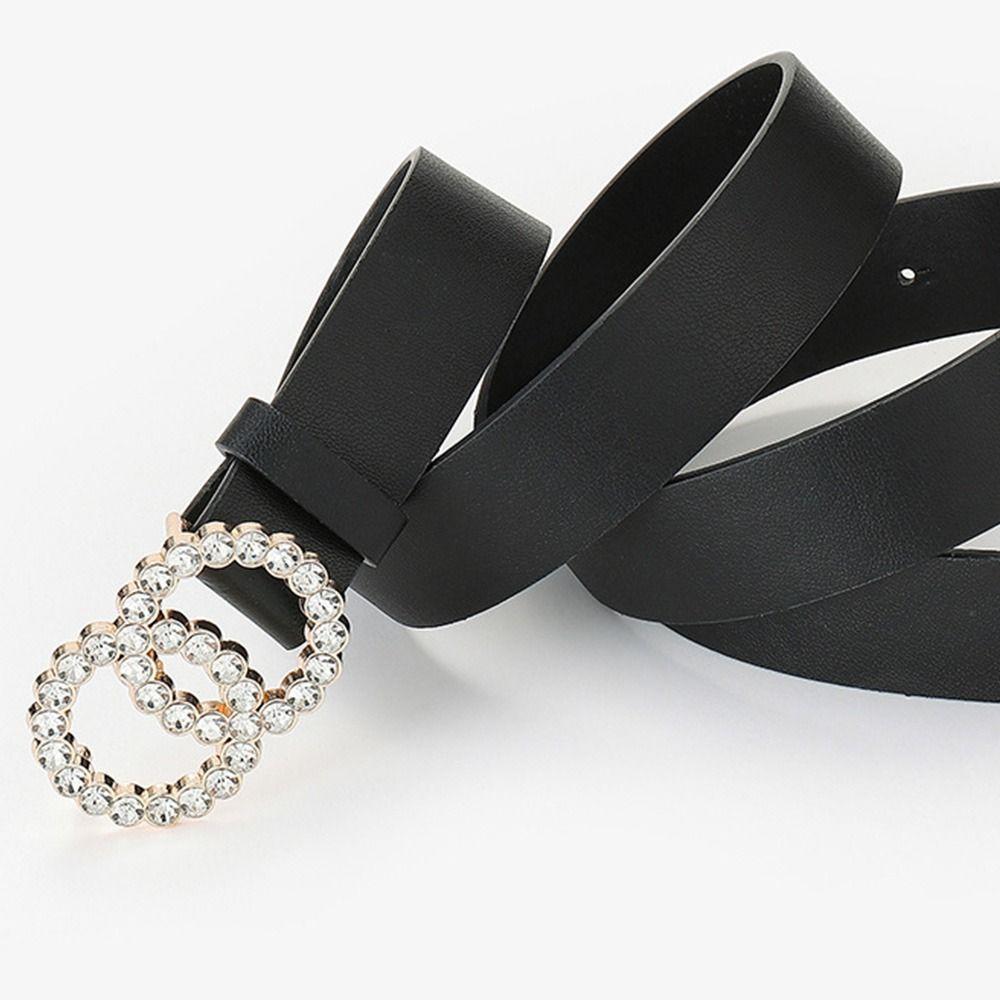 Юбка Брюки Пояса Два Круга Бриллиант Кожаный Ремень Двойная Кольцевая Пряжка Пояс Дамские Платье Ремни