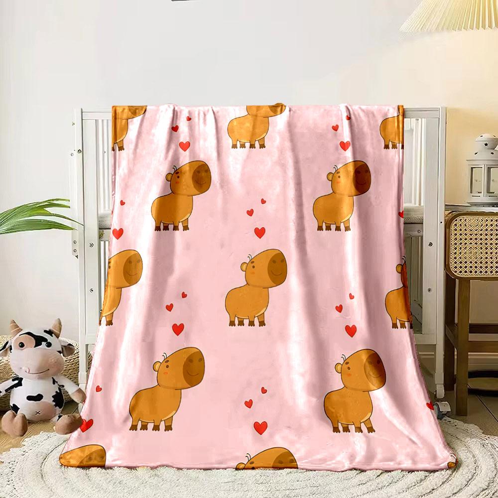 Cute Capybara and Hearts Pattern print blanket soft and cozy perfect for the living room bed sofa or a nap,gift
