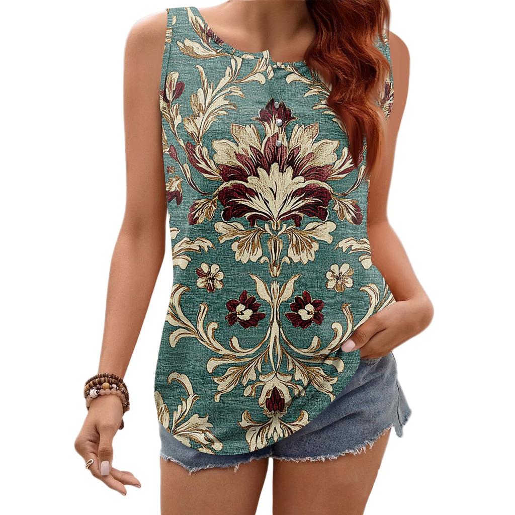 Женский повседневный жилет без рукавов с принтом и V-образным вырезом