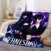1Pc Wednesday Addams Series Flannel Blanket, Soft And Comfortable, Casual Warm, Camping Travel, Christmas, Halloween Xmas Gift El114
