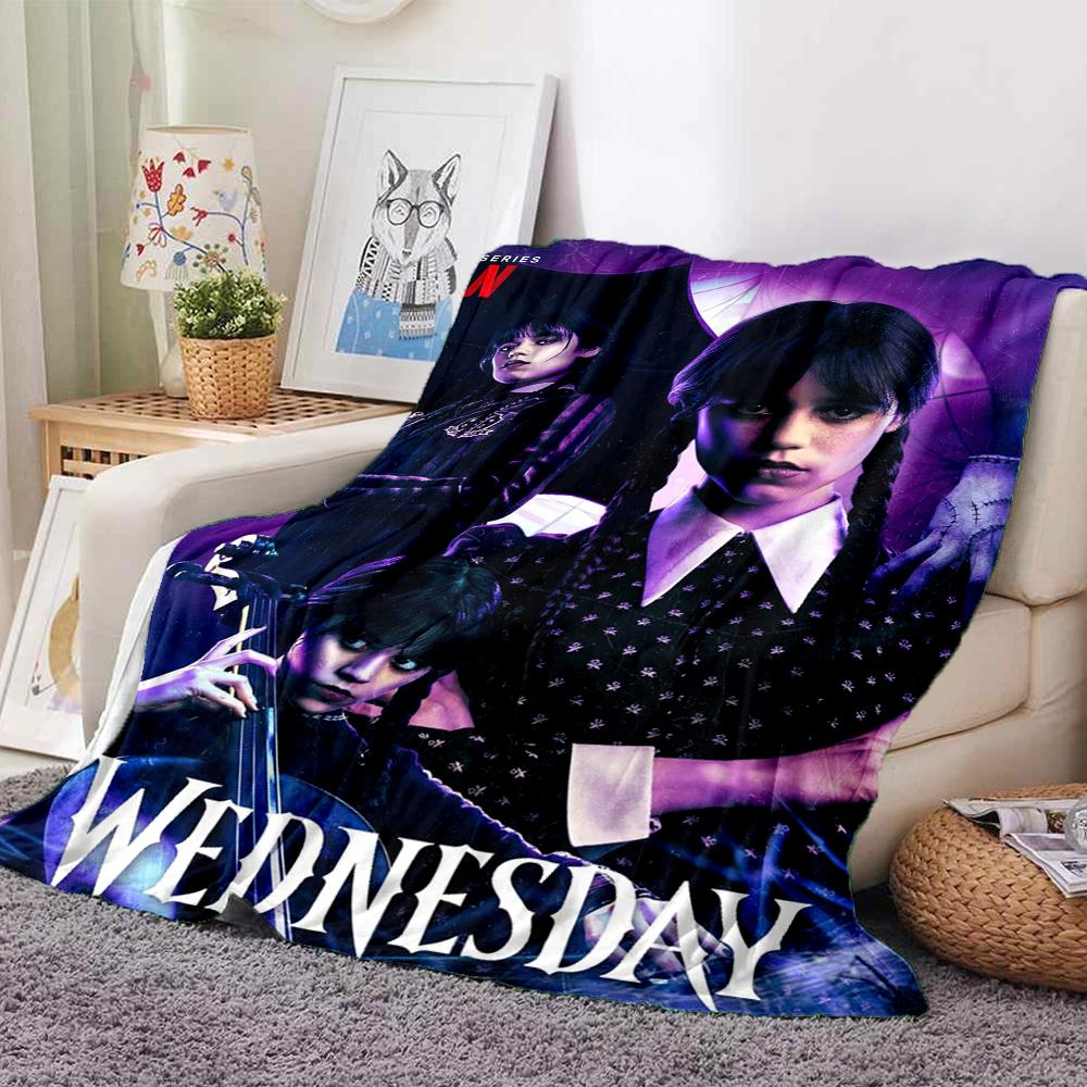 1Pc Wednesday Addams Series Flannel Blanket, Soft And Comfortable, Casual Warm, Camping Travel, Christmas, Halloween Xmas Gift El114