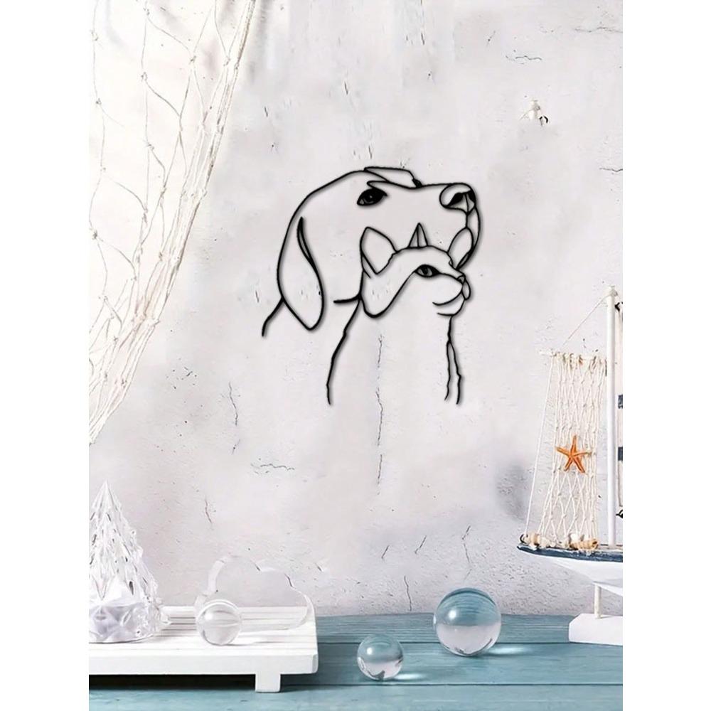 Модный металлический рисунок на стене с изображением кошки и собаки, подходит для украшения на День благодарения и Рождество