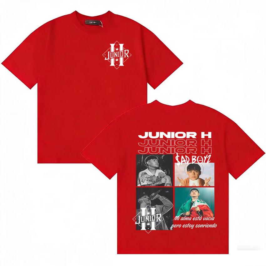 Rapper Junior H Album Cover High Quality T Shirt Unisex Women Aesthetic Short Sleeve Double Sided Print Y2K Oversized Tee Teenagers