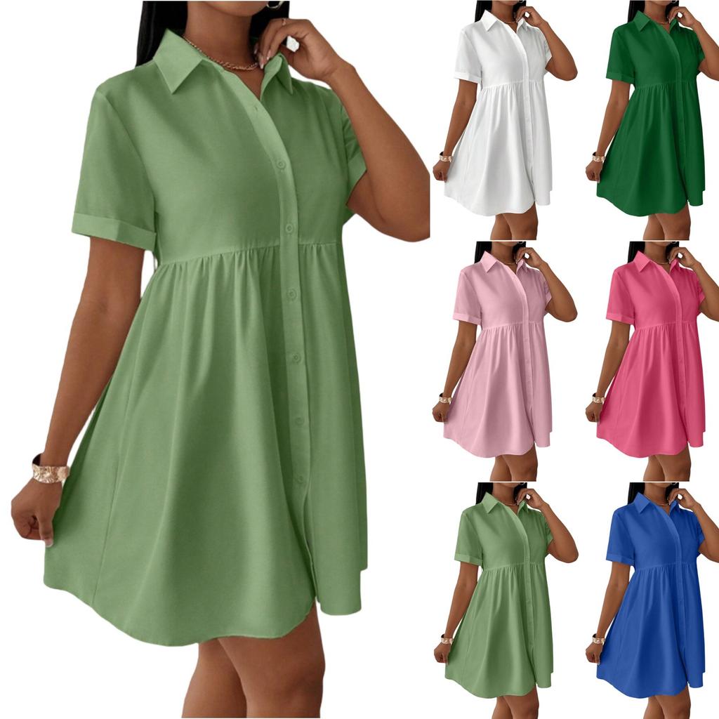 Женское повседневное и модное свободное платье с воротником-рубашкой на пуговицах