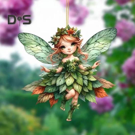 Christmas Tree Ornament with Lanyard Easy To Hang 2D Little Angel Girl Hanging Pendant Car Bag Keychain Decoration