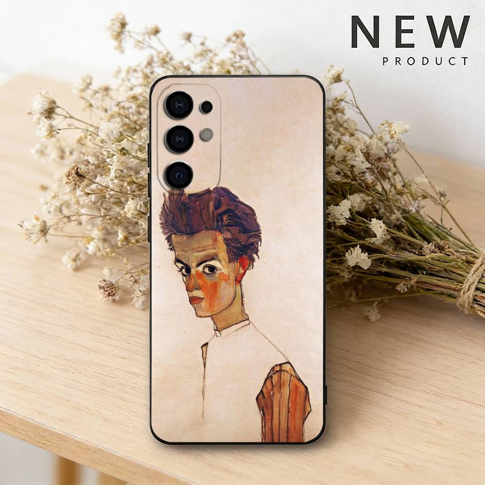 E-Egon S-Schiele Art Phone Case For Samsung S26,25,24,23,22,21,20,30,Ultra,Plus,Fe,Lite Black Shell