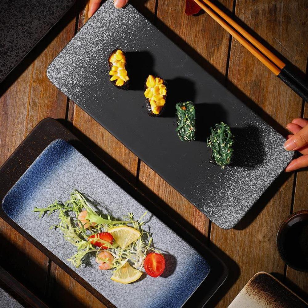 Керамическая тарелка для суши в японском стиле, изысканная десертная тарелка, плоские тарелки, ресторан