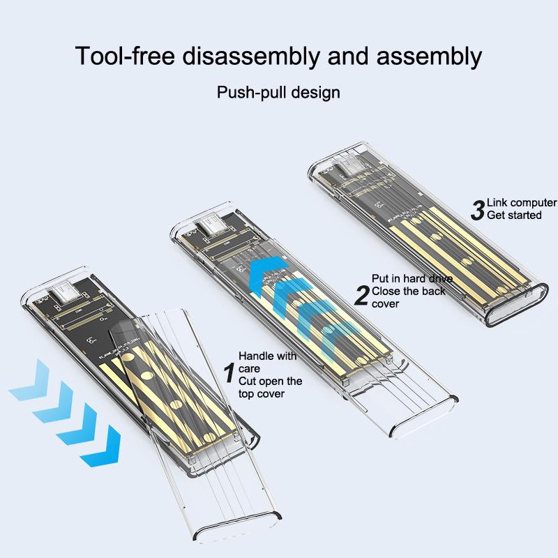 M.2 Nvme Pcie Ngff Sata Протокол Кейс Прозрачный USB Type C 10 Гбит/с Pci-E Прозрачный Внешний Бокс для Жесткого Диска Кейс Для Ноутбука Телефона