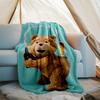 Cartoon Teddy bear Ted2 printed throw blanket—lightweight,soft,warm;versatile blanket for all seasons—perfect as &air-conditioning throw,nap blanket