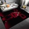 "Red Guard Illustration Carpet with Neon Shapes on Black Background" Suitable for use as an anti-slip for living room bedroom sofas