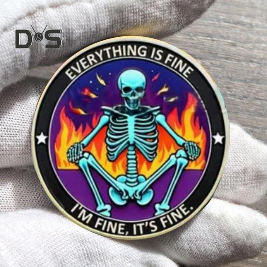 Череп мусорный контейнер Blaze Coin красочный скелет вызов монета металлический вдохновляющий карманный жетон настольные аксессуары для коллег по работе мужчины женщины