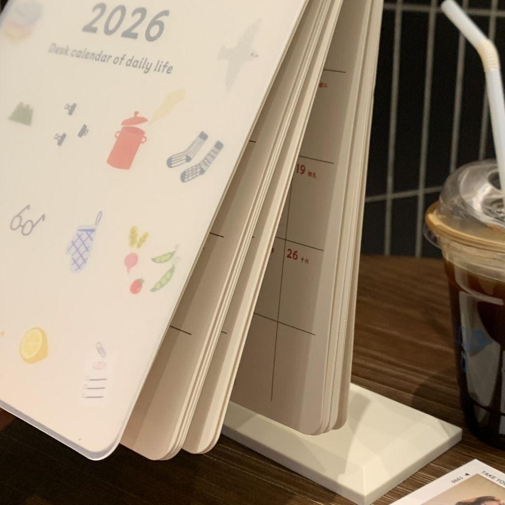Cartoon Cartoon Desk Planner Page Flipping 2026 Cute Student Calendar 2026 Desk Calendar Office