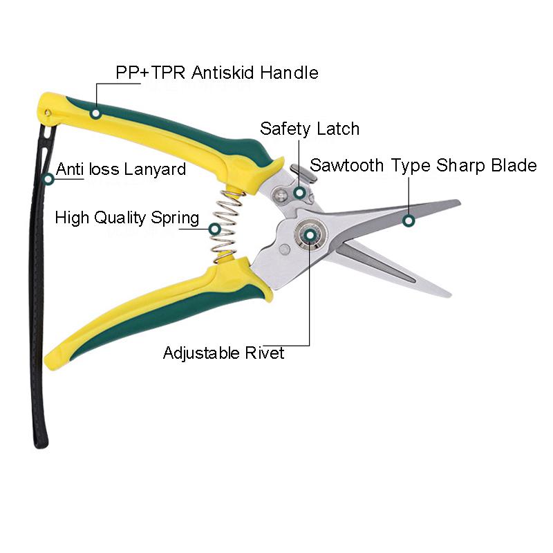 Pruner Garden Scissors Professional Sharp Bypass Pruning Shears Tree Trimmers Secateurs Hand Clippers For Garden Beak Scissors