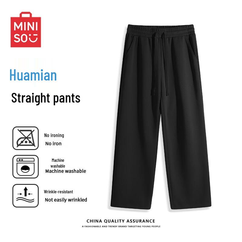 Мужские повседневные спортивные брюки MINISO из плотной ткани, свободного кроя, с прямыми штанинами