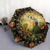 Peacock, FloralThemed Automatic Opening and Closing umbrella 8 Ribs, Suitable for Leisure and Going Out, Outdoor Accessory, Gothic Style,