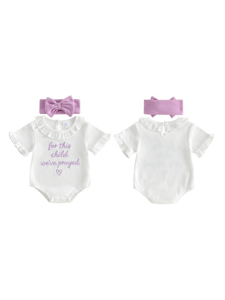 Adorable Toddler Floral Print Sleeveless Romper with Matching Bow Headband Set for Summer Outfits