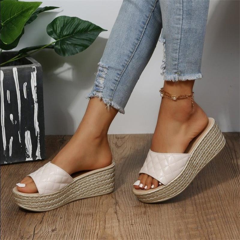Summer Round Toe Wedge Platform Shoes Casual Solid Color Fashion Sexy Women's Sandals Hollow Comfortable Fish Mouth