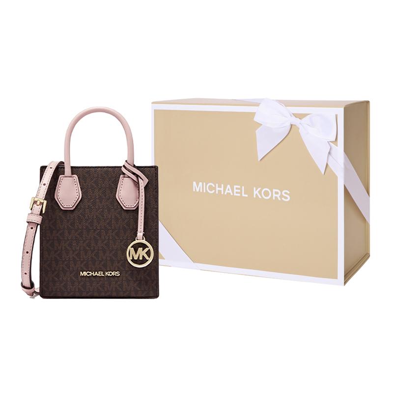 Michael Kors Mk Mercer Monogram Color Block Logo Leather Fabric Accordion Bag Mini Women handbags 35T1GM9C0I-648