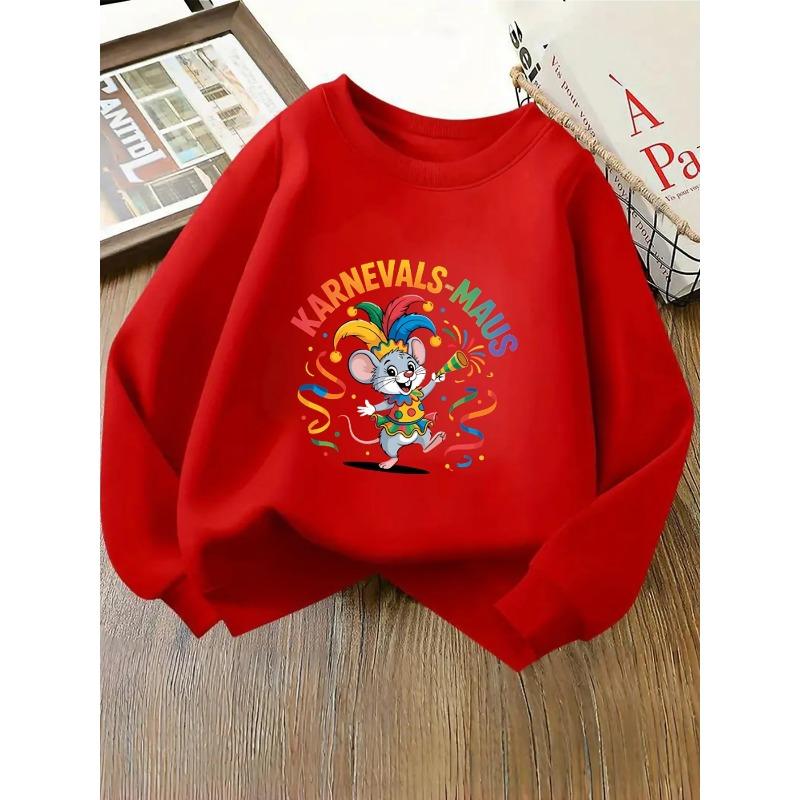 Kids Crewneck Sweatshirt, Carnival Jester Mouse Celebration Graphic Print, Soft Comfort Pullover
