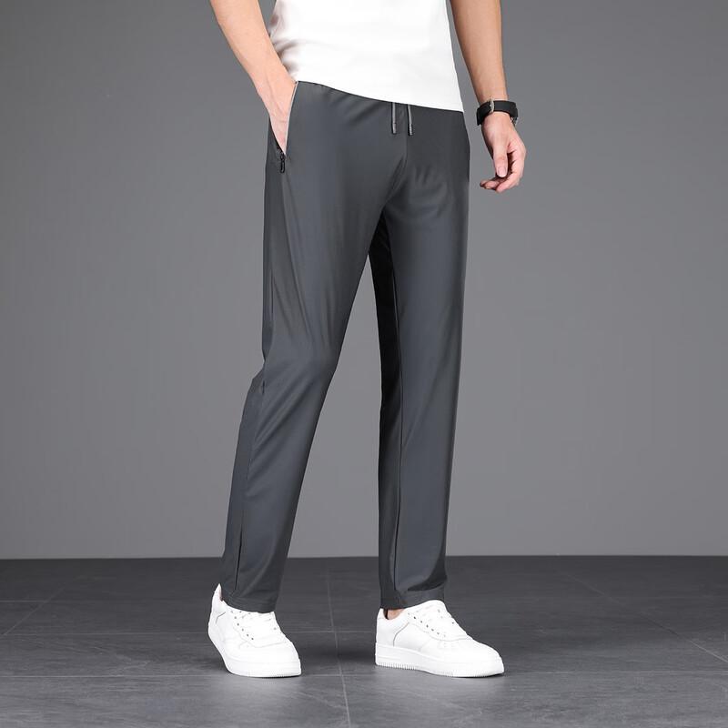 Jeep Мужские летние легкие дышащие брюки из ледяного шелка прямого кроя в стиле кэжуал