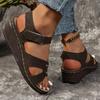 Cross Strap Wedges Sandals for Women Summer Hook Loop Platform Gladiator Sandles Woman Plus Size 43 Non-Slip Med Heels Sandalias