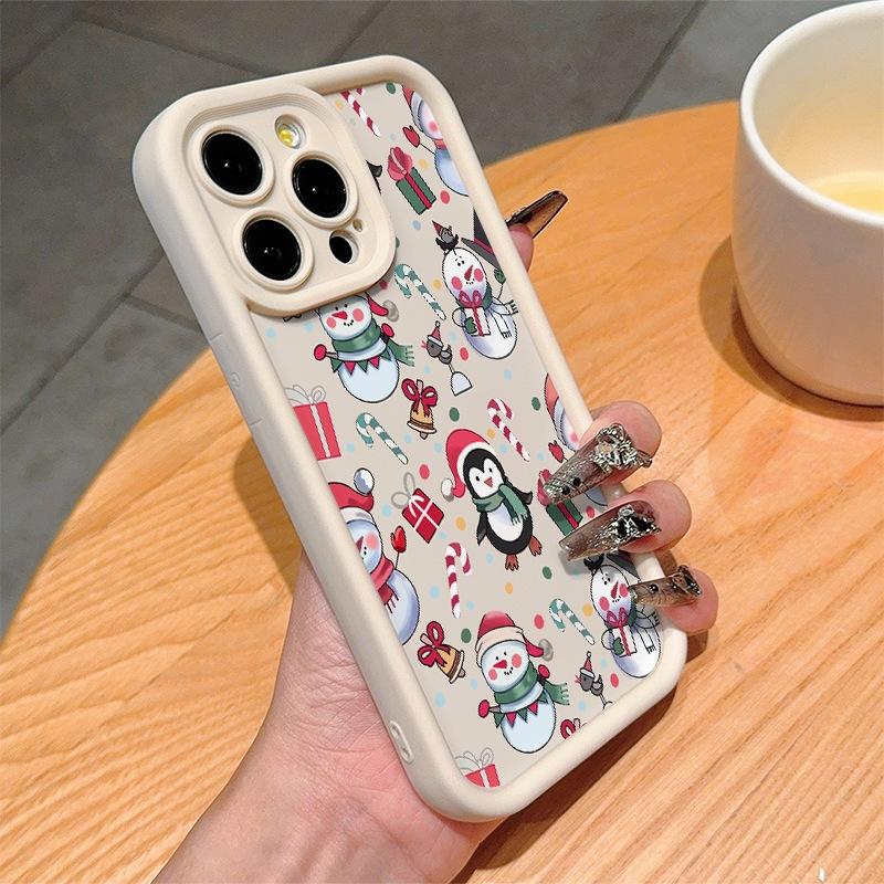 Милый Пингвин Снеговик для iPhone14/15Promax Apple 11/12/13 Силиконовый Чехол для Телефона 16Pro