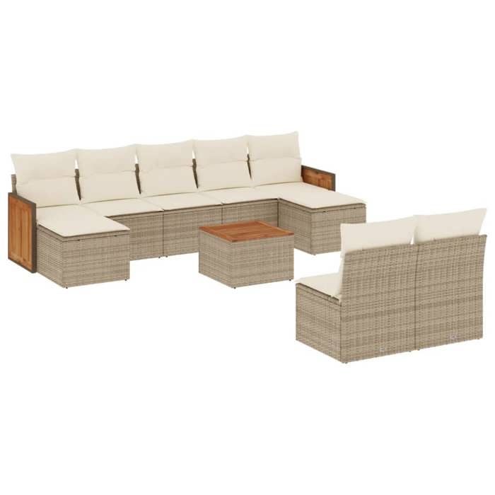 VidaXL Salon de Jardin avec Coussins 10 pcs, Canapés de Terrasse, Ensemble de Meubles de Patio, Mobilier d'Extérieur, Beige 3228060
