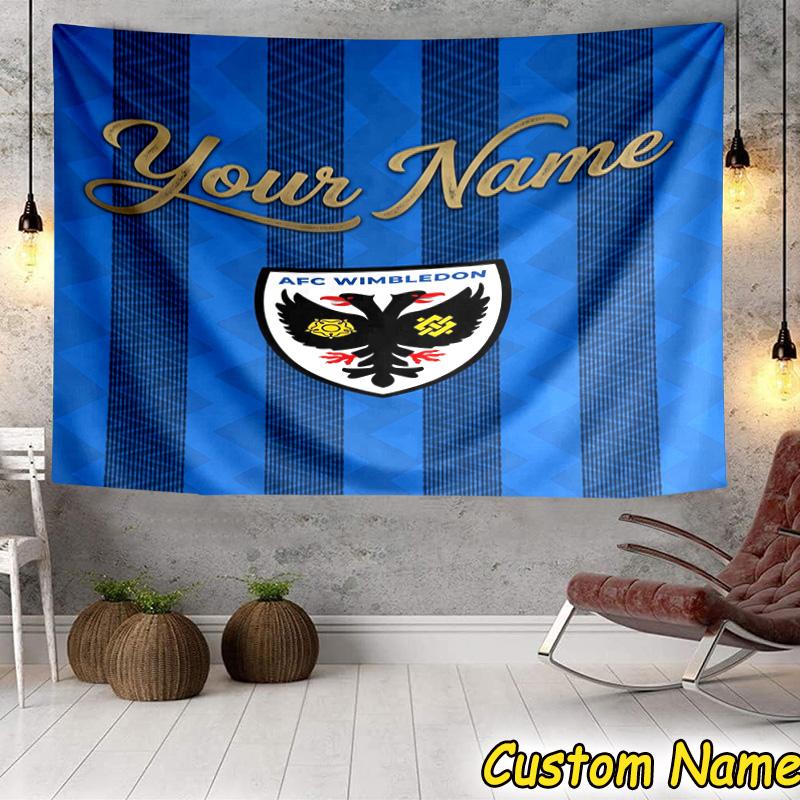 Custom Name Afc Wimbledon Crest Tapestry Room Decoration Wall Hanging for Living Room Bedroom, dormitory, Birthday and Christmas gifts
