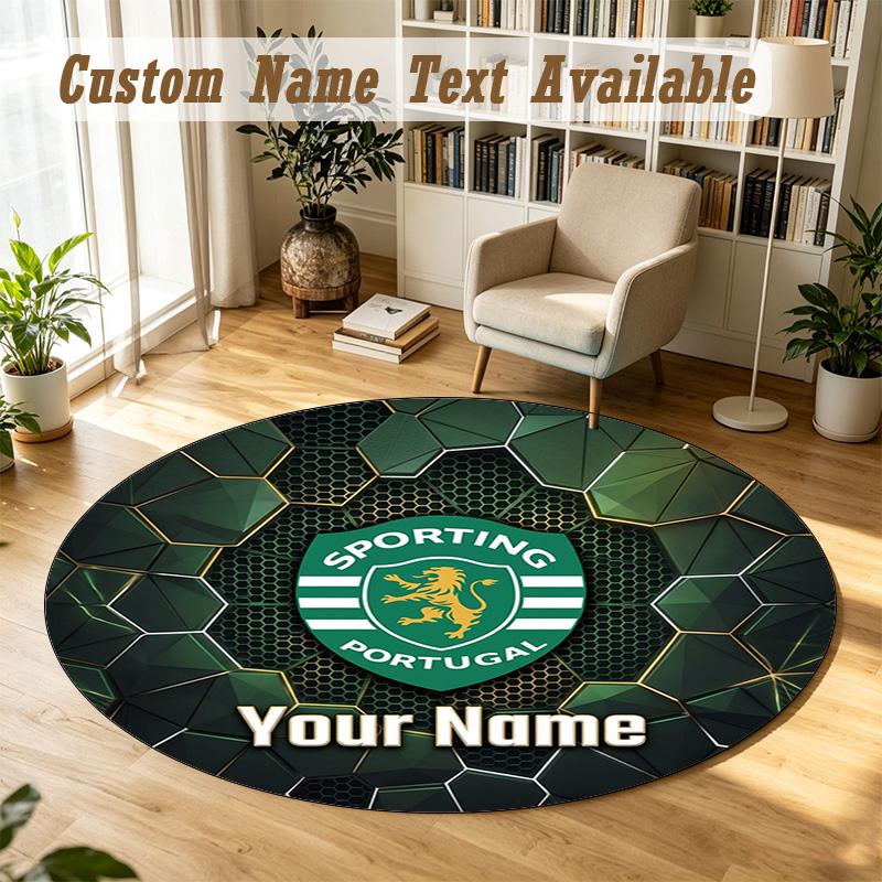 Round Rug Custom NameSporting CP Pattern Non Slip Carpet Home Floor Decor