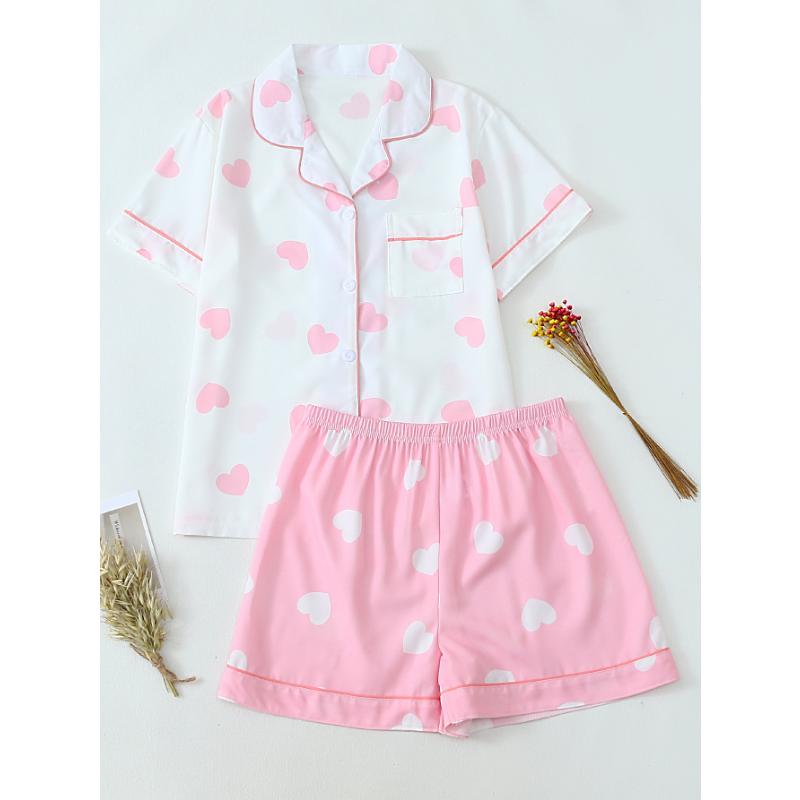 Летний женский топ с короткими рукавами и шорты, комплект из 2 предметов, пижама женская, модная, повседневная, свободная, с бантом, кардиган, пижама, комплект