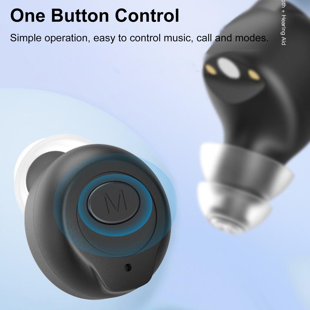 2in1 InEar BT Wireless Earbuds Hearing Aid with Charging Case Rechargeable Earphones and Hearing