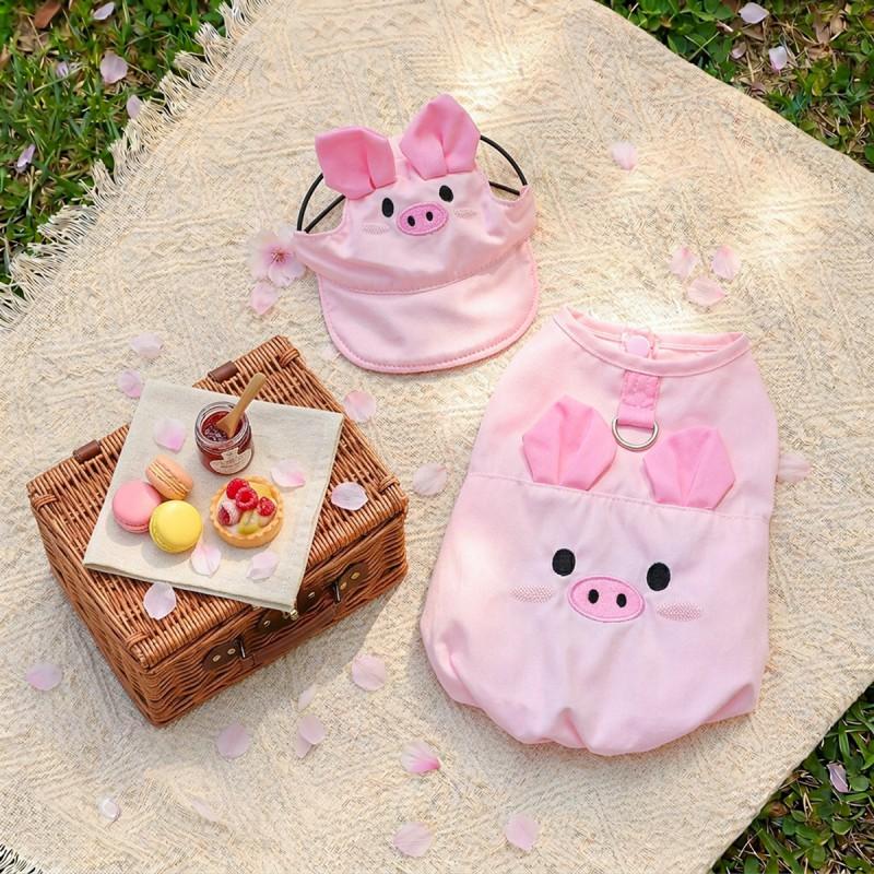 Pet Dog Cat Cartoon Bloomer Vest Sun Hat Set Small Medium Large Breeds