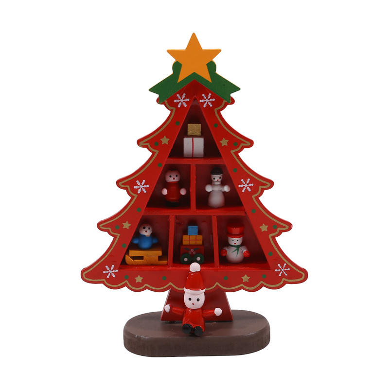 Mini Wood Christmas Tree Decoration Gift Cute Home Desktop Office Decor Party DIY Gift New-Year Children Present