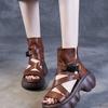 Open-toe Soft-soled Roman Sandals for Women, Thick-soled Retro 2025 Summer New Style High-top Fashionable Cool Boots for Women