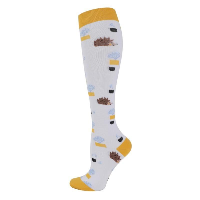 Unisex Compression Socks Calf Pressure Stockings Compresse Sports Marathon Varicose Veins Yoga Men Women Nurse Cartoon Pattern