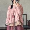 Women Vintage Striped T-Shirts V-Neck Long Sleeve Loose Spring Chinese Style Female T-Shirts