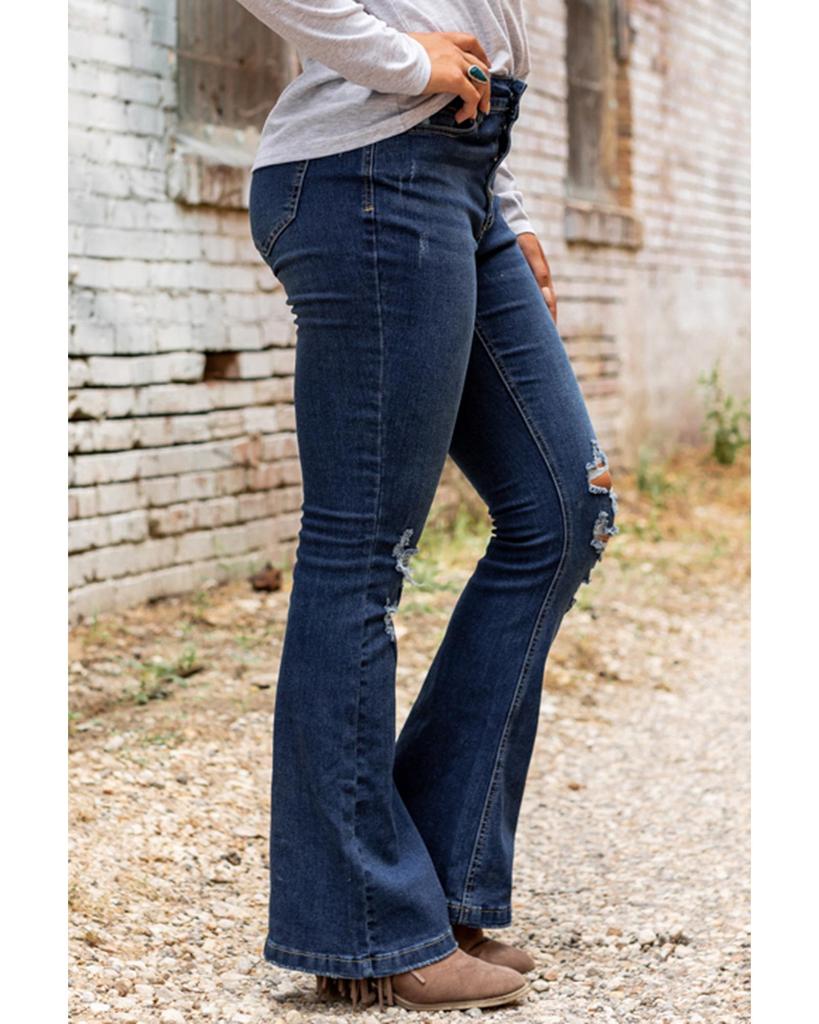 Azura Exchange Джинсы клеш с потертостями