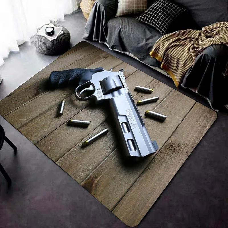 Ковер с рисунком револьвера для гостиной, игровые коврики, мягкий напольный ковер, мультяшные коврики, коврик для ванной, коврик для йоги, домашний декор