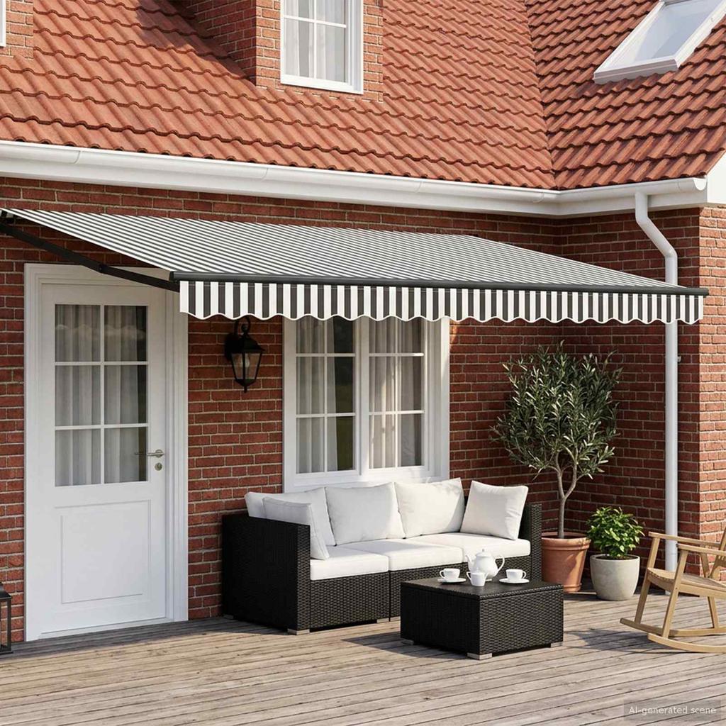 Electric Retractable Awning Anthracite and White 4 x 3 m