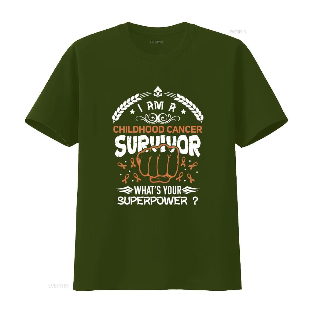 Childhood Cancer Survivor T Shirt Comfortable Made in USA S 5XL Whats Your Superpower vintage Washed streetwear Stretched
