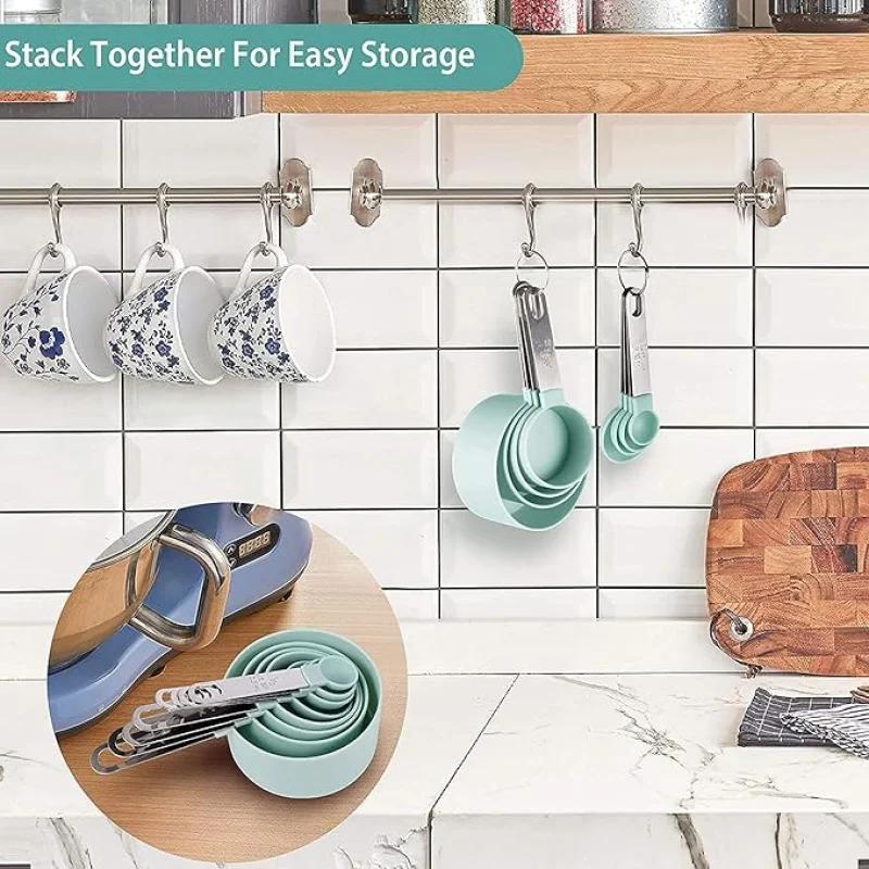 1 набор мерных чашек и ложек, нержавеющая сталь, подходит для сухих и жидких ингредиентов