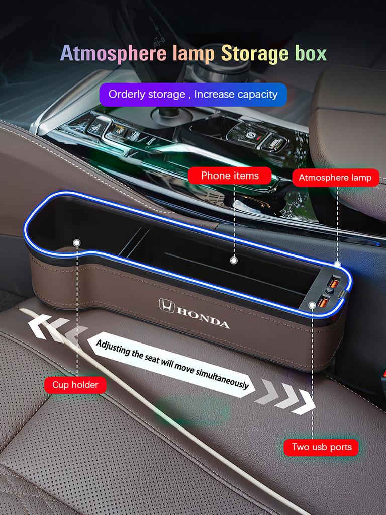 CKNJU1 Car Interior Atmosphere Light Storage Box Seat Gap Boxs For Honda Civic Accord Fit Jazz Pilot CRV Odyssey Passport City Shuttle