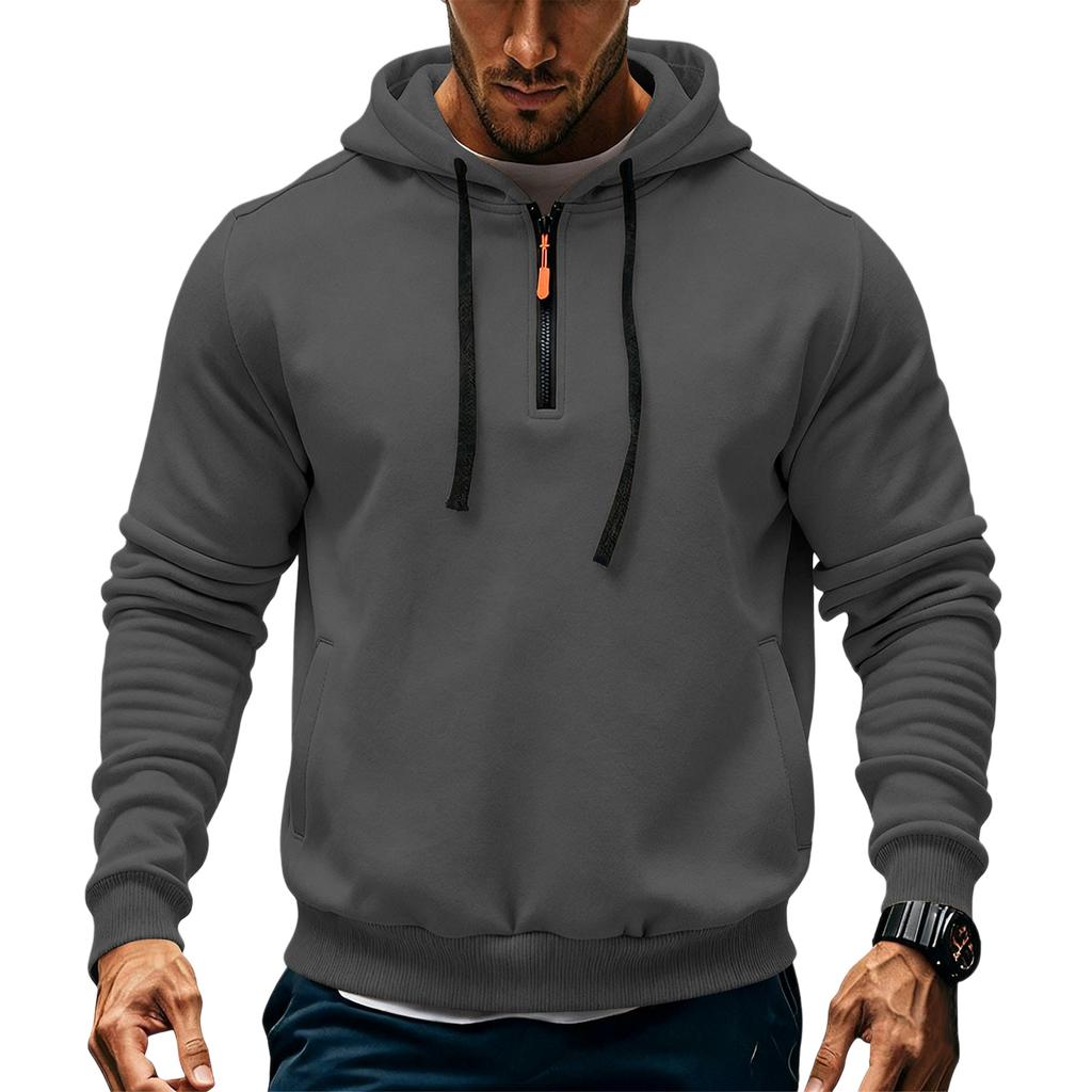 Men's Fleece Hoodie Casual Long Sleeve 1/4 Zipper Pullover Sweatshirts
